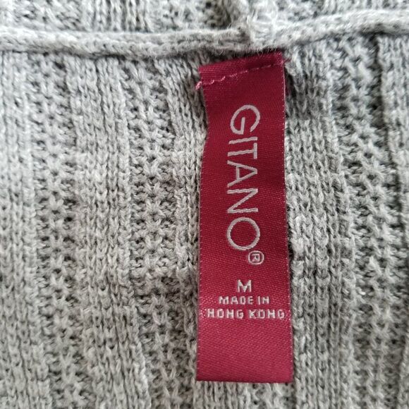 Gitano Gray Hooded Knit Sweater with Kangaroo Pocket Size Medium Lighter Weight - Picture 15 of 16